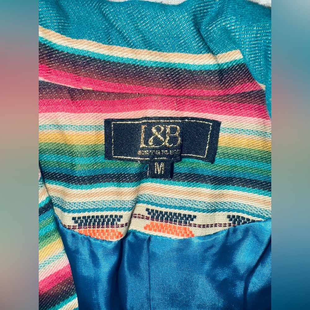 L&B Lucky & Blessed Women’s Striped Serape Blazer Jacket — Southwestern Style - Picture 3 of 3